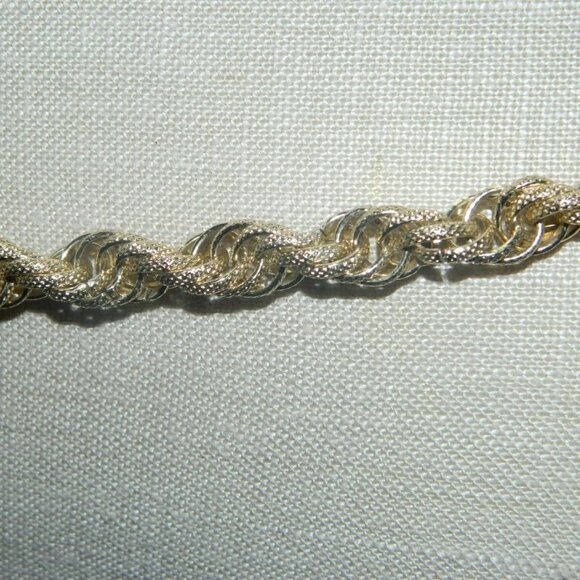 Gold Tone Textured Multi Link Twist Chain Necklace - Picture 3 of 4